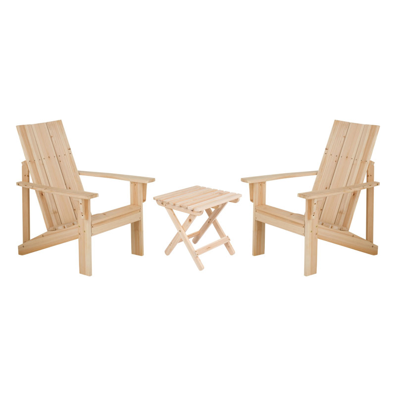 Brently Modern Wood Adirondack Chair with Table