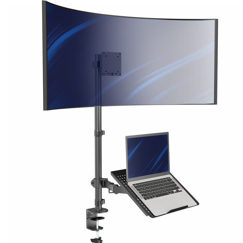Support de bureau ultra haut simple pour moniteur et ordinateur portable