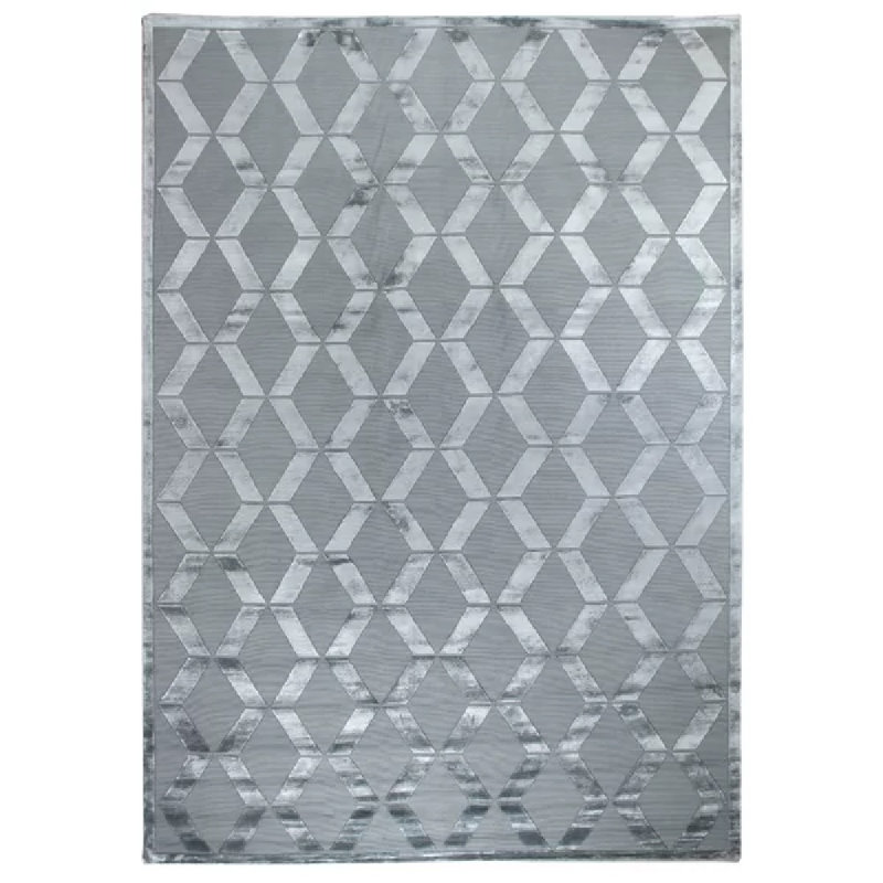 Metro-Velvet Geometric Area Rug in Blue, Rectangle 8' x 10'