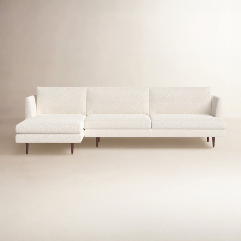 Miller Polyester Blend Sectional, Left Hand Facing, Cream Polyester Blend