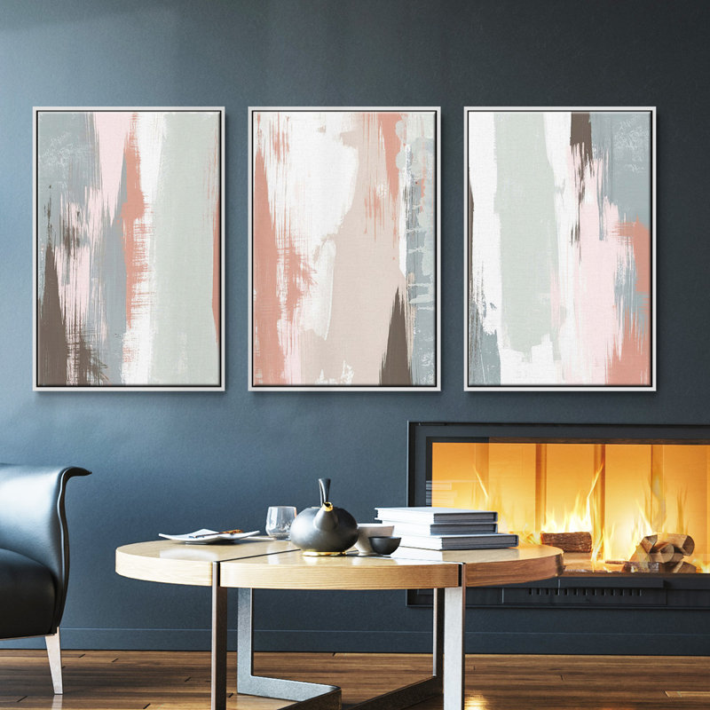 " Sandstone Peel I " 3 - Pieces, White, 27" H x 54" W