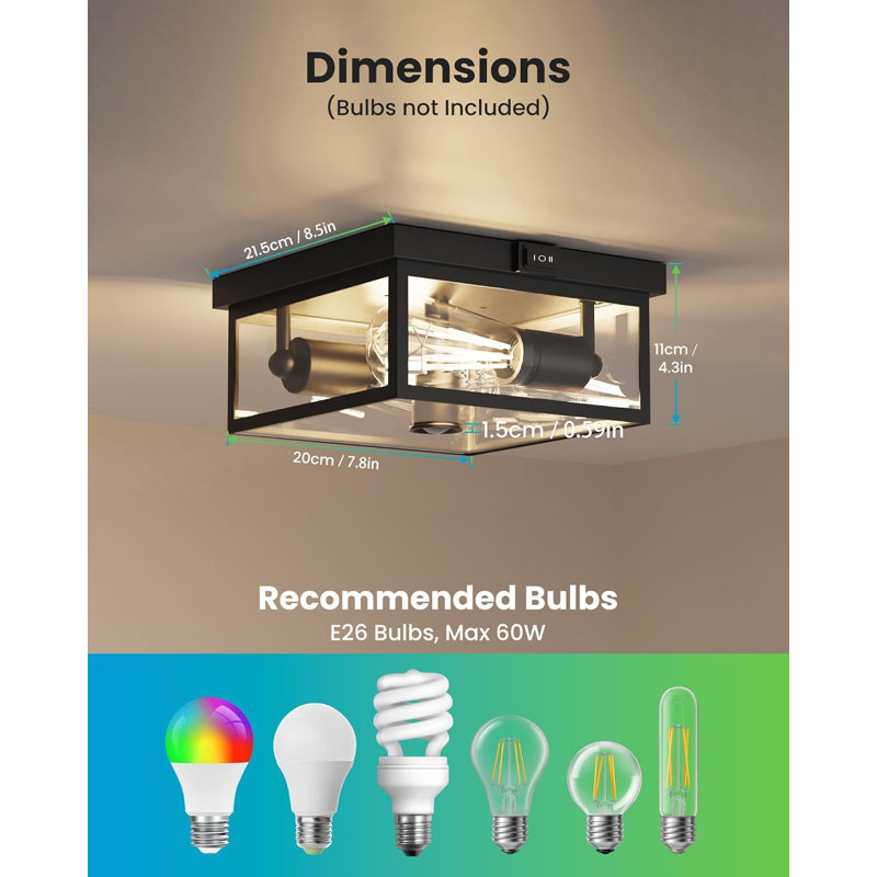 3-Mode Outdoor Ceiling Light – Motion Sensor + Dusk to Dawn Flush Mount Porch Light