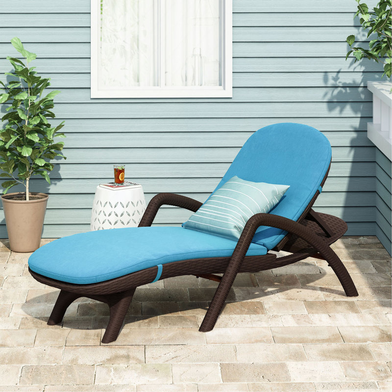 Chaise longue avec coussin Mikael, Bleu
