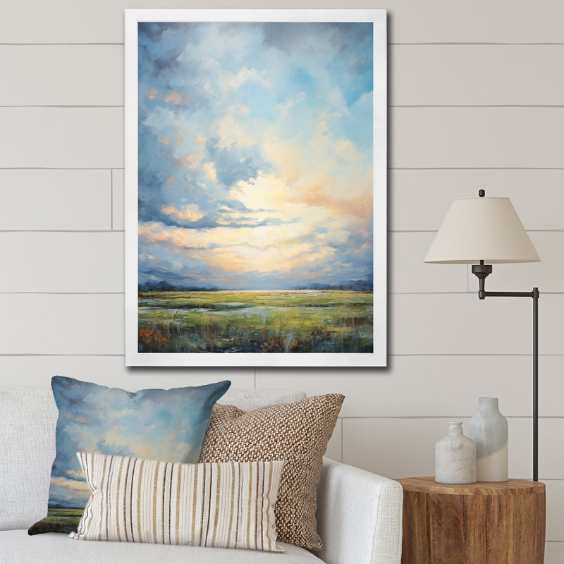 «Alshat Meadow Bold Horizon III», art mural sur toile Meadow, H 20 po x l 12 po x P 1 po, Cadre simple blanc