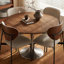 Table de salle à manger de couleur noyer noir + bois massif rond argenté + acier inoxydable-138206745