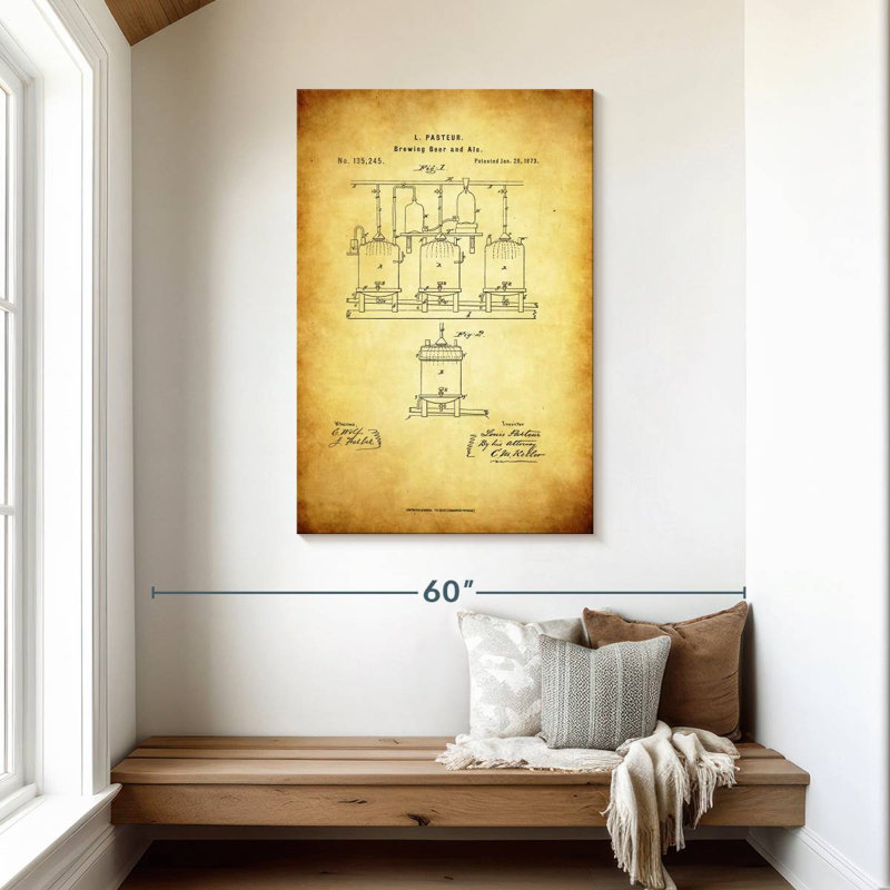 " Brewing Beer And Ale Patent ", 45" H x 30" W x 1.25" D