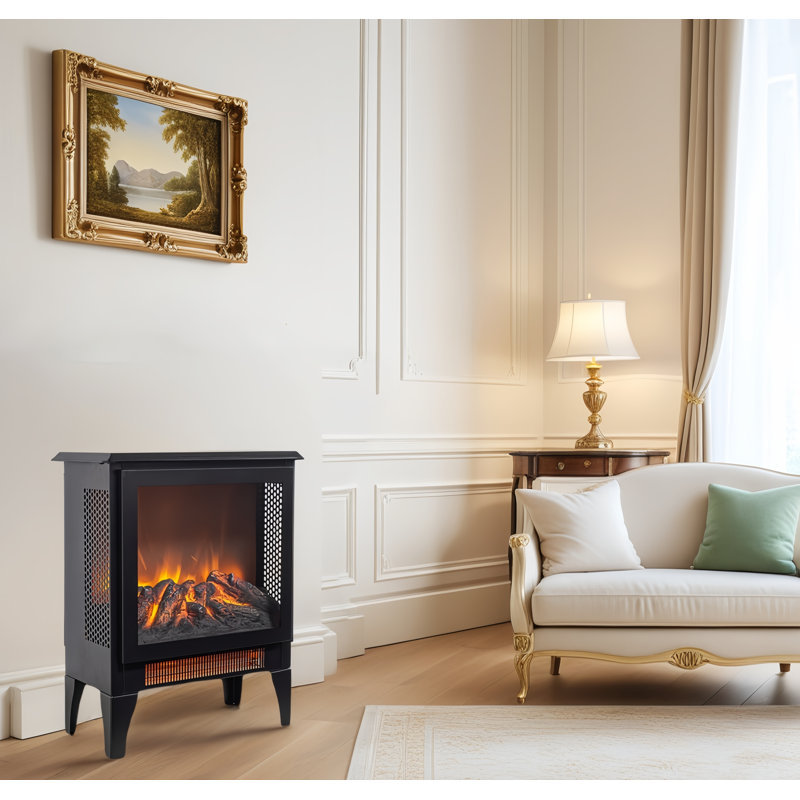 Poêle électrique autoportant avec effet de flamme 3D, Noir, H 18,5 po x l 14,1 po x P 8 po