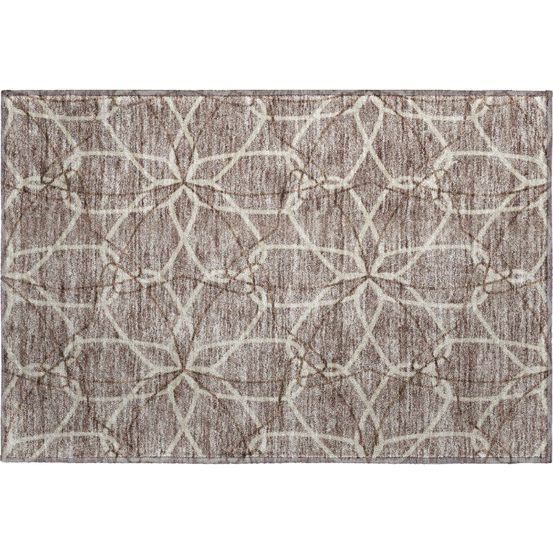 Tapis taupe Prisco lavable à la machine de qualité supérieure, Rectangle 1 pi 8 po x 2 pi 6 po