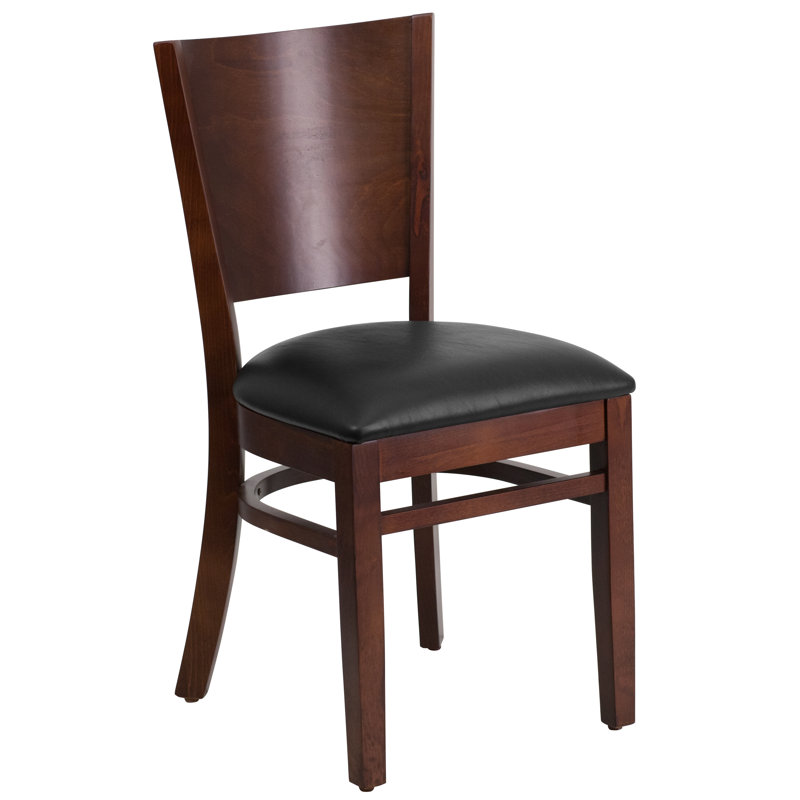 Kadircan Solid Back Wooden Restaurant Chair, Walnut/Black