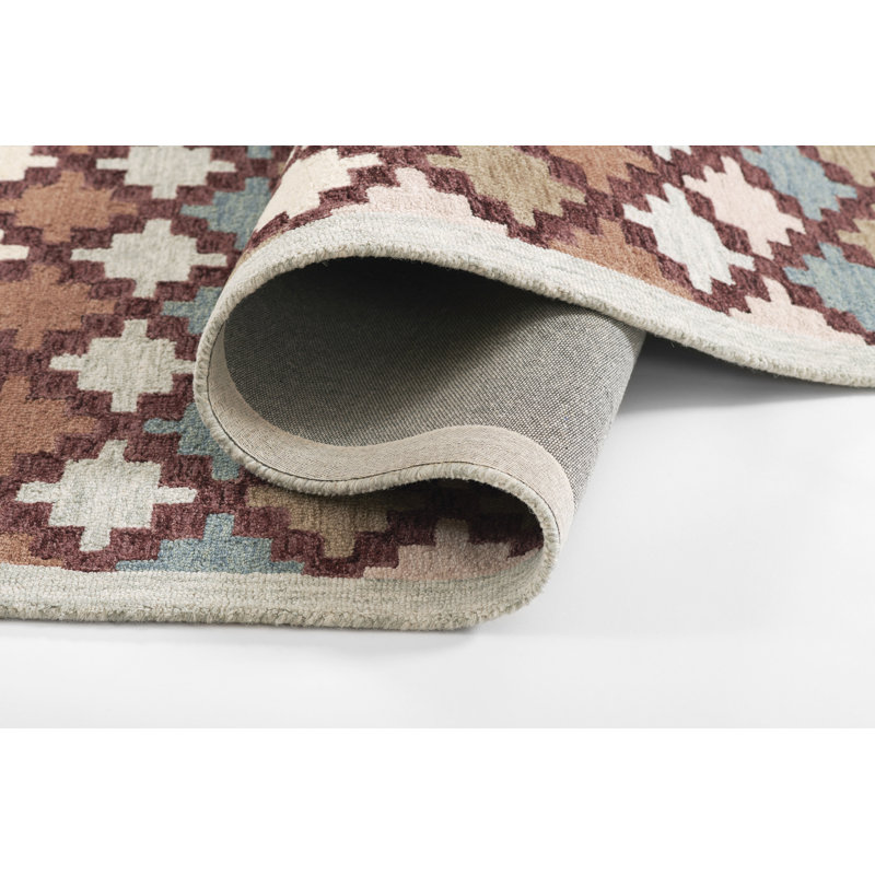 Abbott Hand Tufted Wool Geometric Area Rug in Brown, Rectangle 2' x 3'