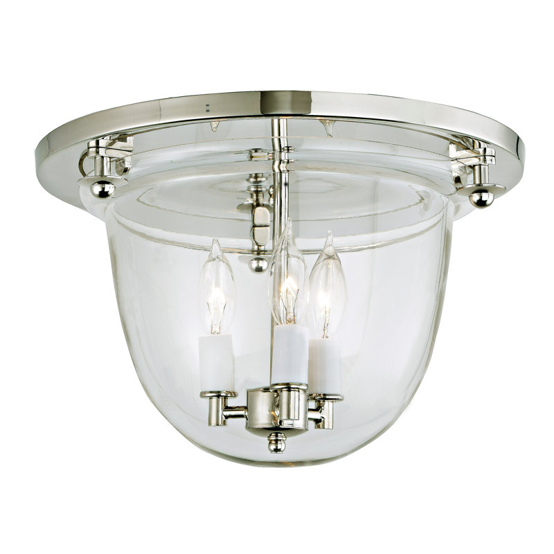 Jana Glass Flush Mount, Polished Nickel