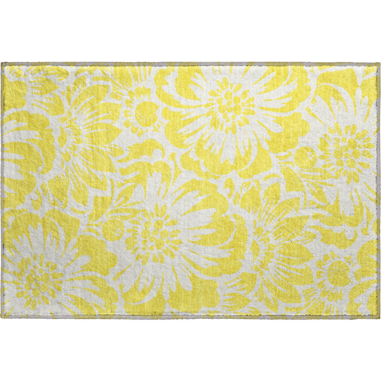 Premium Machine Washable Cerrito AMF551 Yellow Rug