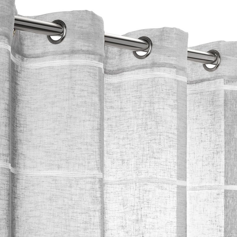 Mcdonell Premium Faux-Linen Striped Semi-Sheer Grommet Single Curtain Panel, 55" x 63", Gray