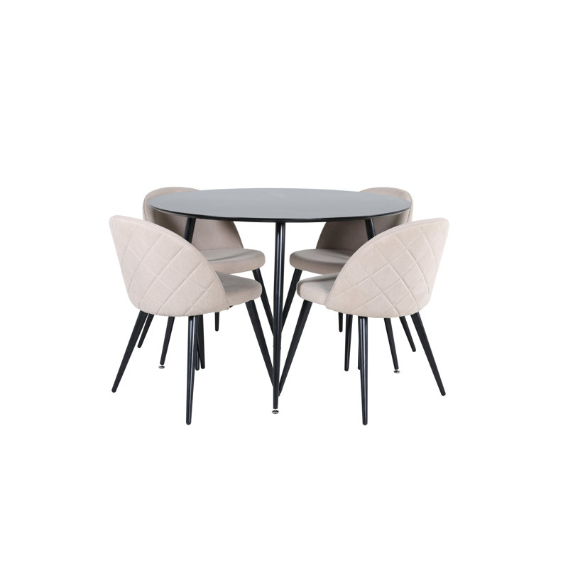 Buckelew Dining Set, Beige, Black