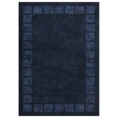 Modern Abstract Area Rug Machine Washable Rug for Living Room Non-Slip Non-Shedding Geometric Border Carpet Low Pile Foldable Print Distressed Rug for Bedroom Playroom Dining Room