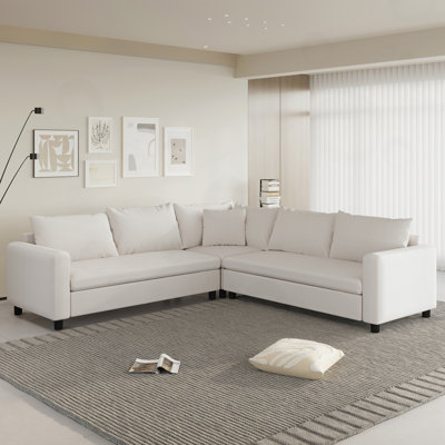 Canapé modulaire moderne en forme de L 92 po avec siège large