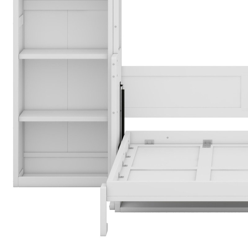 Lit escamotable avec bureau et bibliothèque Murphy, Blanc