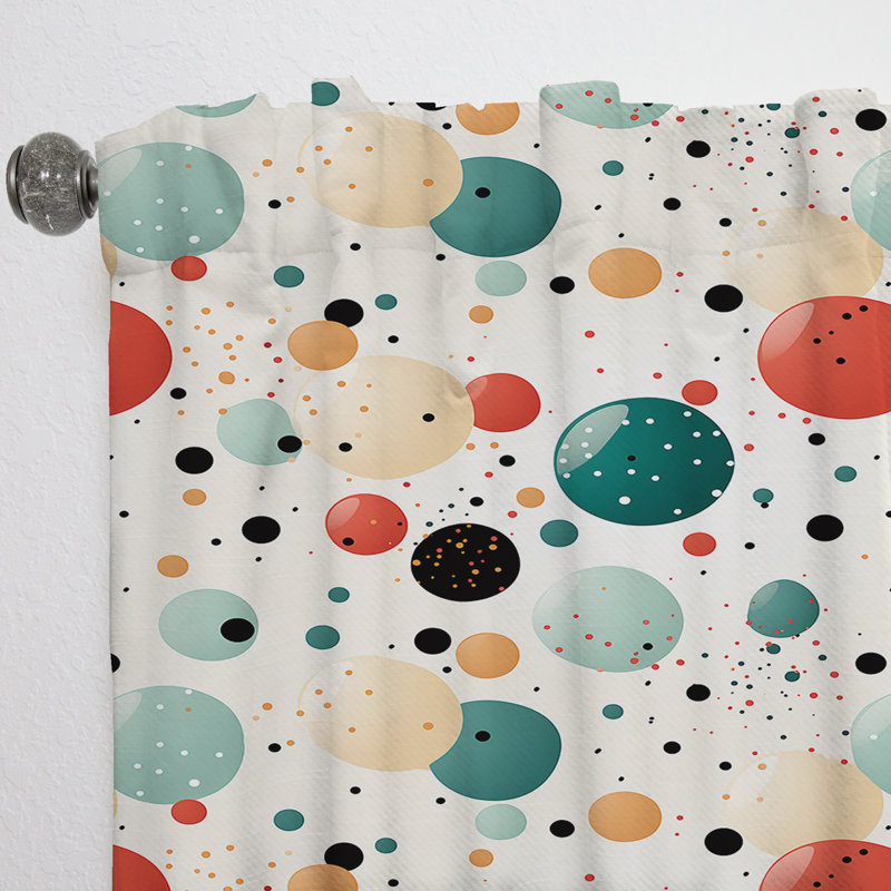 Motif à pois rétro - Rideau abstrait - Rideau abstrait obscurcissant - 1 panneau, L 52 po x L 120 po