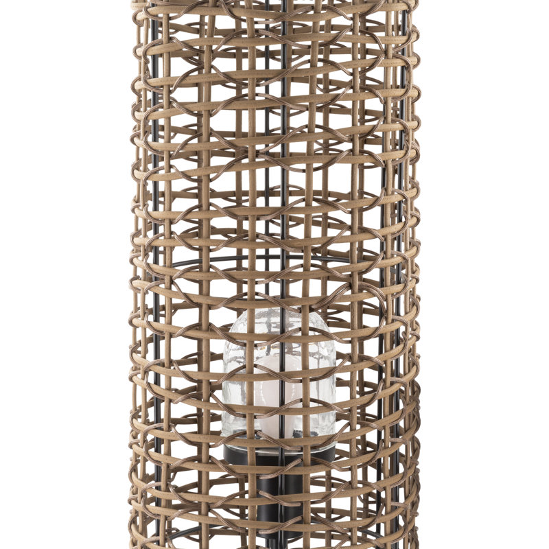 Kallie 53'' Black and Beige Rattan Column Floor Lamp