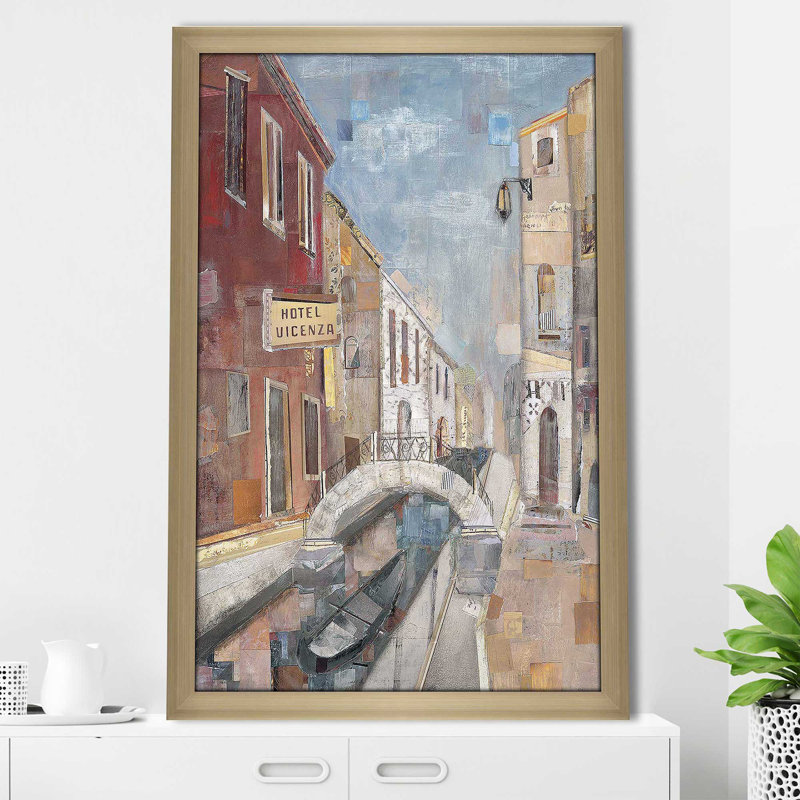 Hotel Vincenza par Katherine And Elizabeth Pope - peinture, Encadrement champagne, H 27,5 po x l 21,5 po x P 0,75 po
