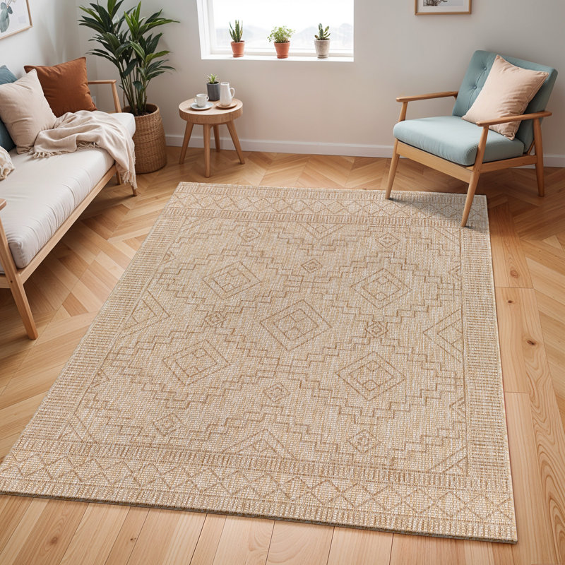 Kreatz Indoor & Outdoor Boho Jute-Look Rug Beige, Rectangle 200 x 275cm