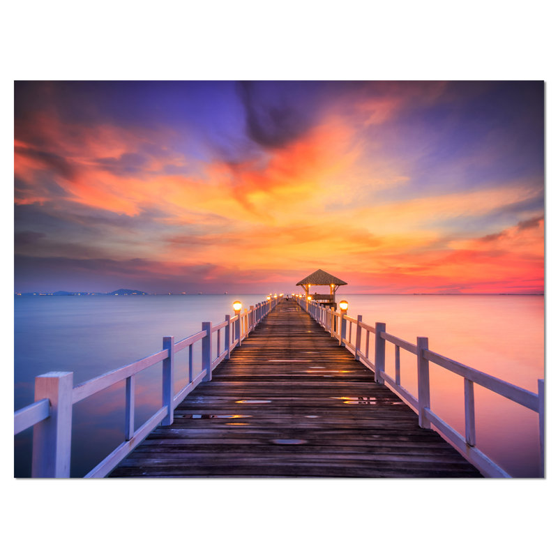 Paysage, pont en bois, reproduction de photo sur toile - pont en bois, H 8 po x l 12 po