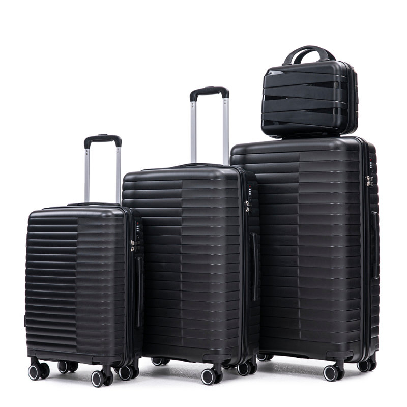 14 "/ 20" / 24 "/ 28" 4 pièces / ensemble dans un bagage à roulettes en PP, une valise de transport, une tringle en fer, une serrure à mot de passe à combinaison, un étui à cosmétiques de 14 po