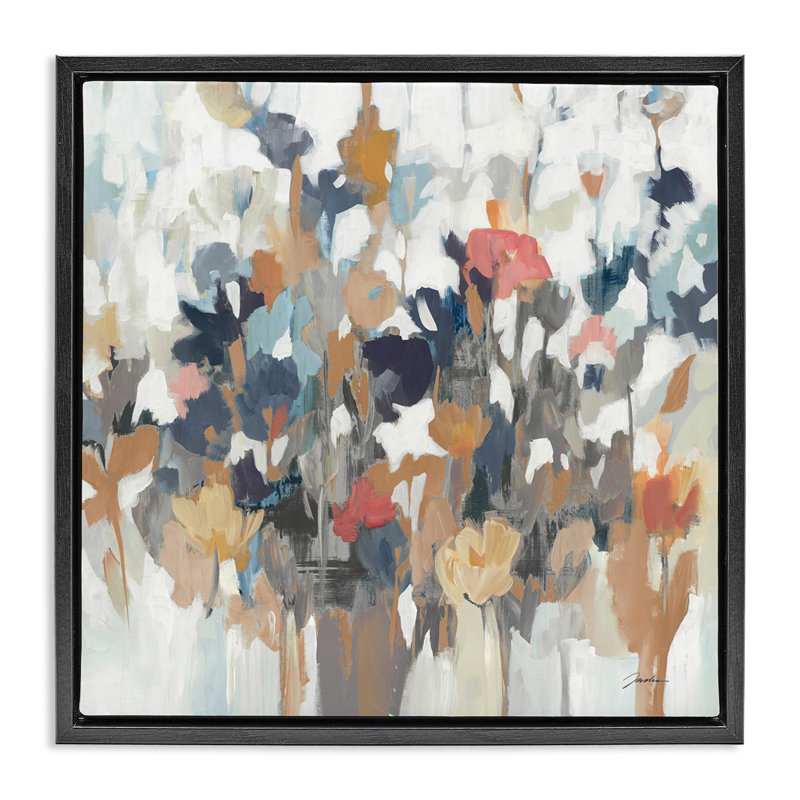 Arrangement floral moderne, H 18 po x l 18 po, Cadre flottant noir de jais