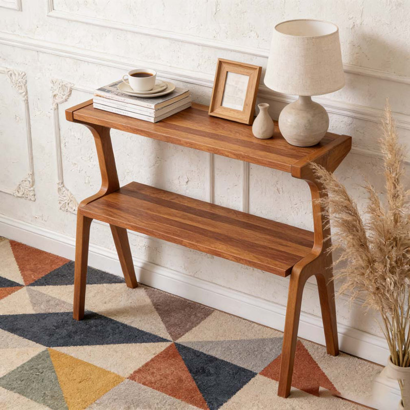 Table de rangement, table de bout compacte, table d'appoint en bois, Cerisier