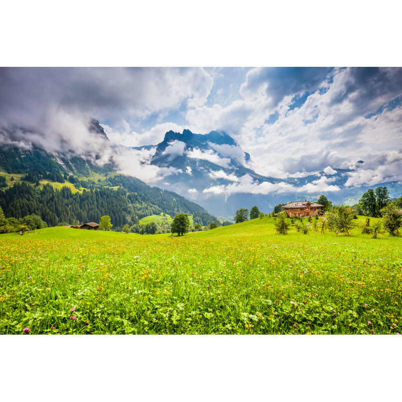 Gailey Alpine Scenery, Grindelwald, Switzerland by Bluejayphoto - Wrapped Canvas Print, 61cm H x 91cm W x 3.8cm D