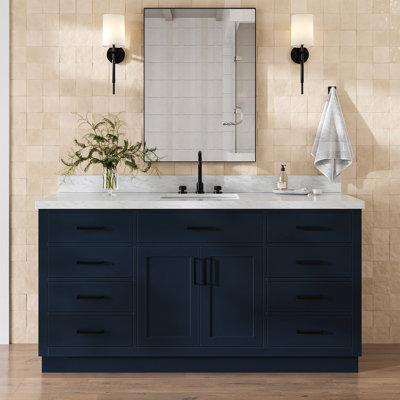 Tidworth 66'' Solid Wood Single Bathroom Vanity with 1.5'' Carrara Marble Top