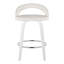 Tabouret de bar à hauteur fixe avec pivot en bois blanc et similicuir blanc avec repose-pieds rond chromé - ensemble de 2-2083276986-2083276990