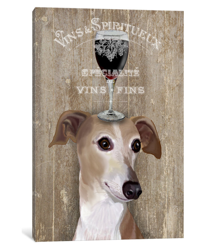 « dog aou vine grayhound », impression sur toile, Toile tendue, Pas de tapis, H 60 po x l 40 po x P 1,5 po