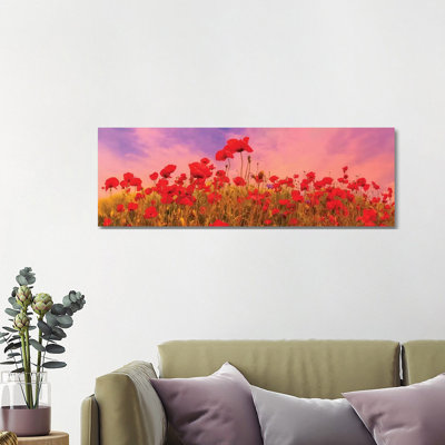 Idyllic Field Of Poppies At Sunset by Melanie Viola - Wrapped Canvas Panoramic Gallery-Wrapped Canvas Giclée