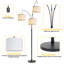 Rustic Matte Black-Beige Linen Arc Floor Lamp - Dimmable, Elegant Design, Easy Assembly-220199888