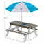 Table de pique-nique en bois pour enfants, table de sable et d'eau avec parasol, table d'activités pour jouer sur la terrasse