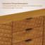 Buffet 71 po en bois massif avec portes géométriques sculptées en 3D, 2 portes, 3 tiroirs, tablettes réglables, design Mid-Century moderne, assemblage facile, chêne rustique-1101240940