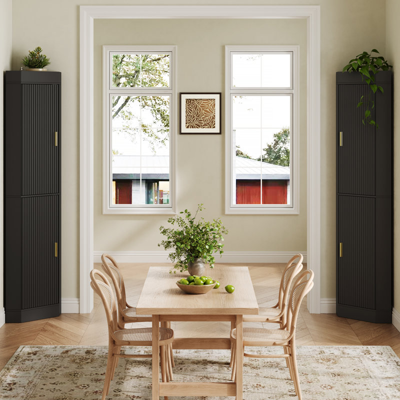 Armoire de coin cannelée, Black