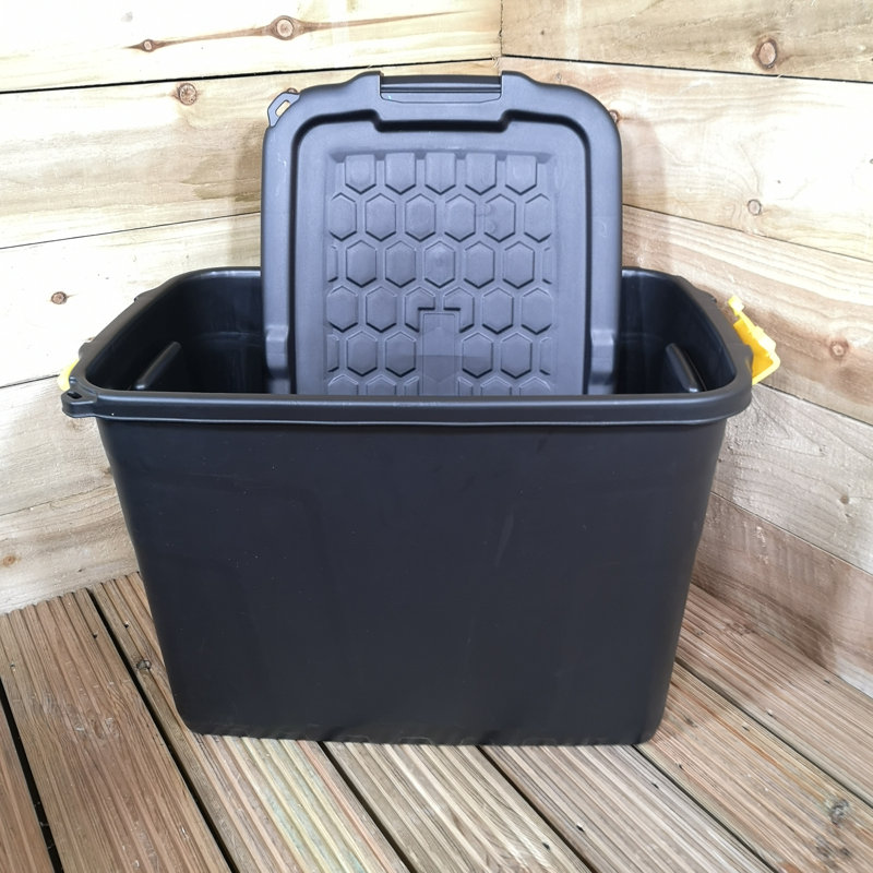 Samuel Alexander 60cm W Plastic Lockable Deck Box with Wheels in Black
