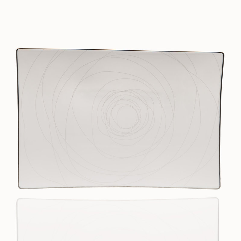 Red Vanilla Orbit Rectangular Bone China Platter