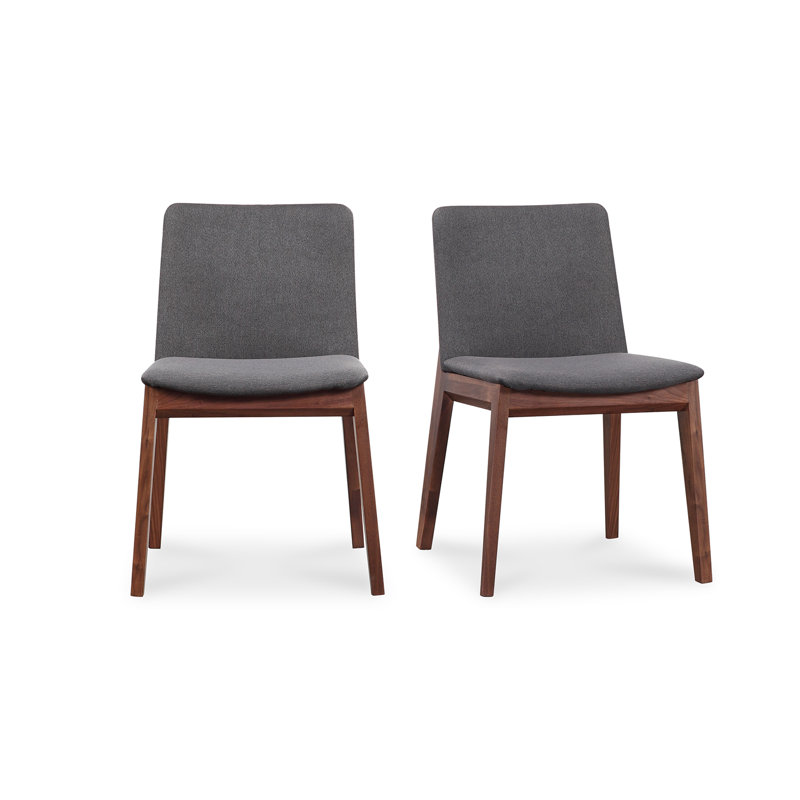 Chaise rembourrée en bois massif Anrey, Gris, Brun