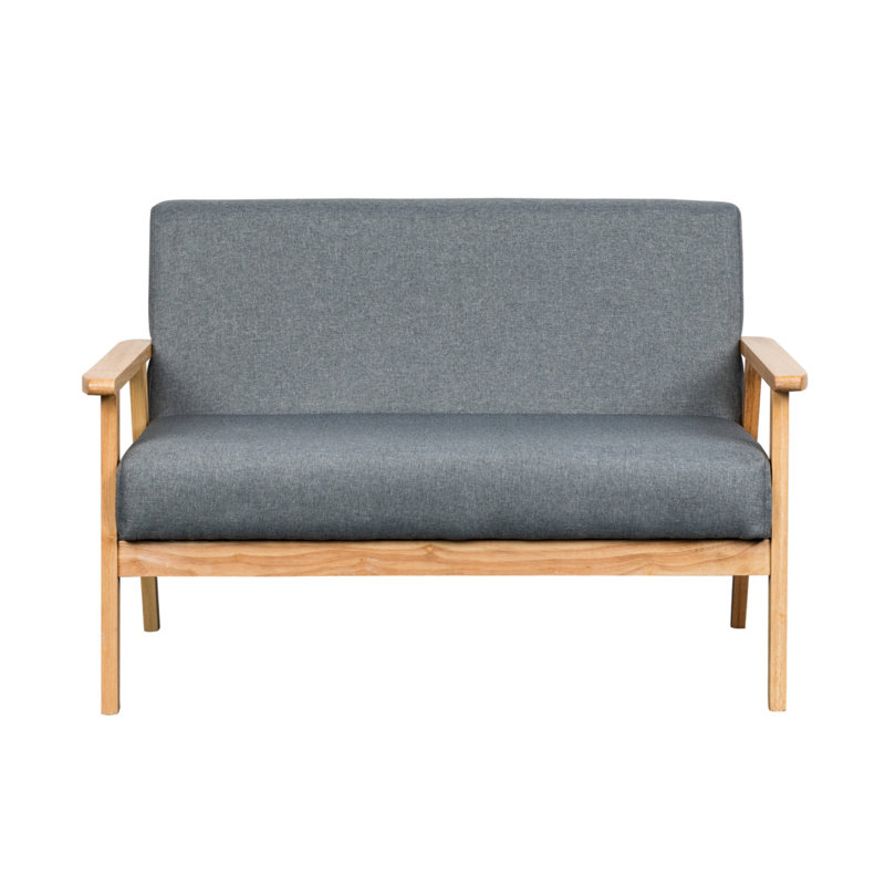 Bahamas 45"W Gray Loveseat, Gray, Natural Wood