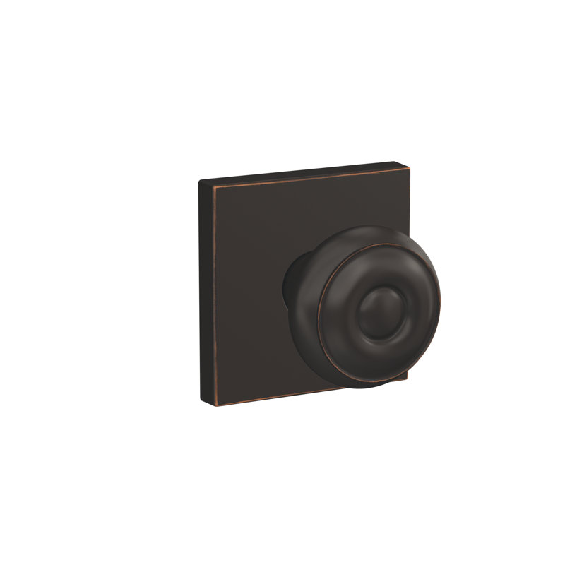Georgian Non-Turning Knob with Collins Trim, Aged Bronze