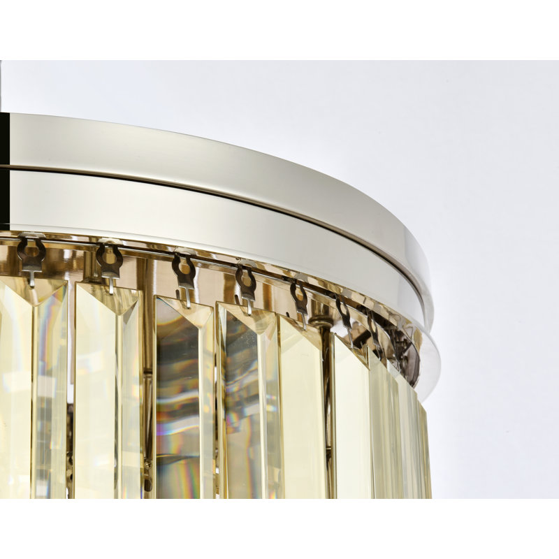 Yazmin Crystal Flush Mount, Polished Nickel, Smoky