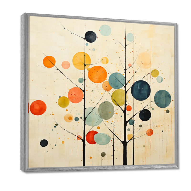Art mural minimaliste beige du milieu du siècle - Minimalisme, H 36 po x l 36 po, Argent argent