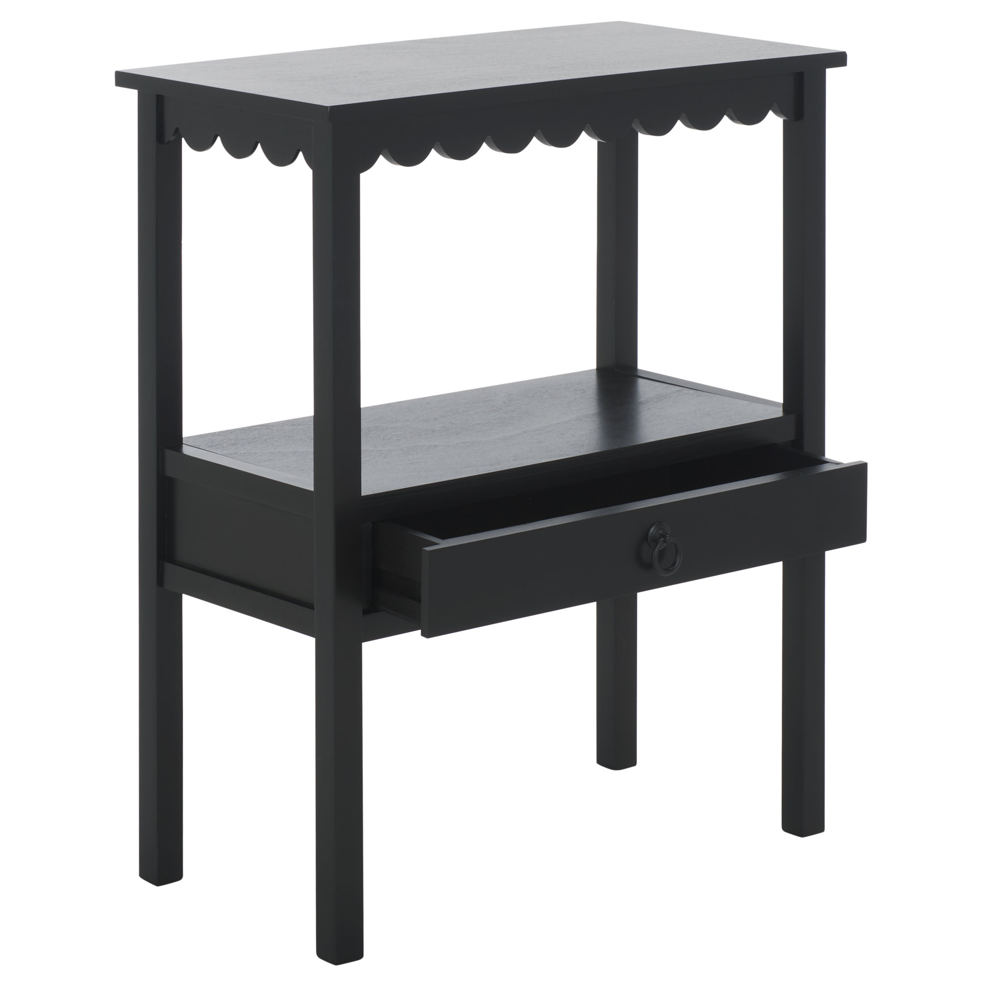 Branden Low Drawer Accent Table, Matte Black