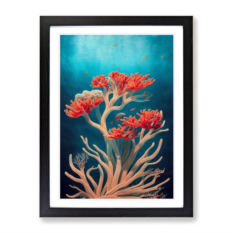XV1022-5354X Wondrous Coral Reef - Single Picture Frame Print, Black Framed, 34cm H x 25cm W