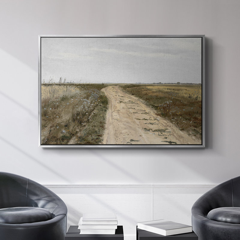Paysage rétro - DCL XXXV, Toile argentée avec cadre flottant, H 17 po x l 25 po x P 2 po