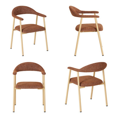 Set Of 4 Modern Upholstered Arm Dining Chairs