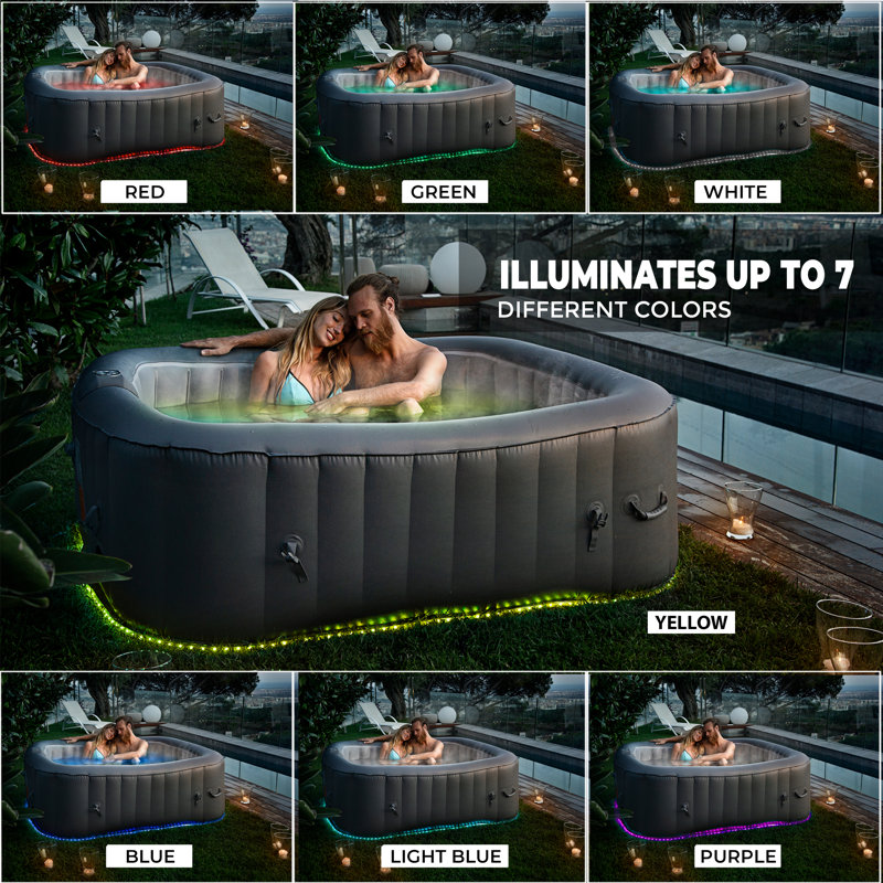 6-Seat Inflatable Pool Spa with Light - Portable Hot Tub Spa with Remote Control